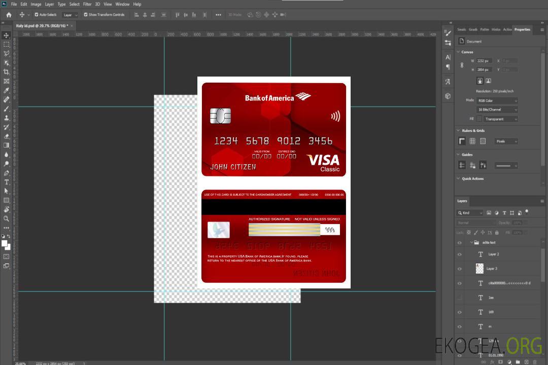Carte classique visa bancaire USA Bank of America template Carte classique visa bancaire USA Bank of America template